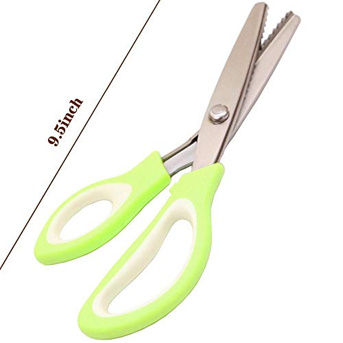 Jistl Pinking Shears For Fabric Ultra Sharp Stainless Steel Handled Professional Dressmaking Sewing Scissors Zig Zag Fabric Craft Scissors (White&Green) #TOP2