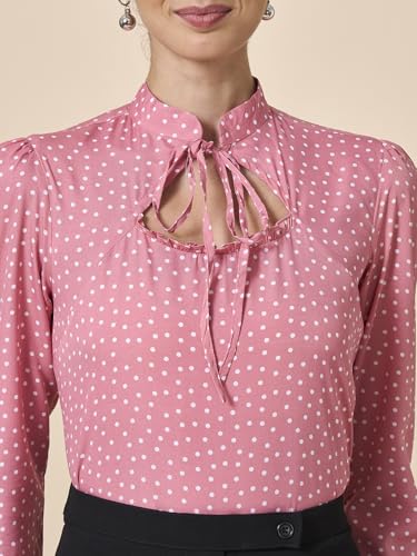 Image of Style Quotient Women Smart Printed top with Neck Tie-up Full Sleeve Shirt
