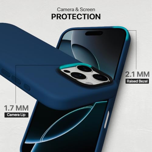 Image of CASEGEAR Silicone Snap Fit Back Cover Case Compatible with iPhone 16 Pro Max | 8 Feet Drop Protection | Compatible with MagSafe | 360 Protection | Shockproof & Scratch Resistant | Blue