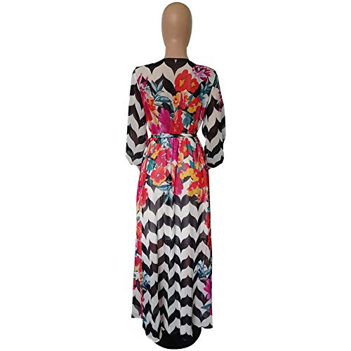 Image of Nuofengkudu Womens Chiffon Deep V-Neck Maxi Dress Summer Boho Dresses(S-5XL)