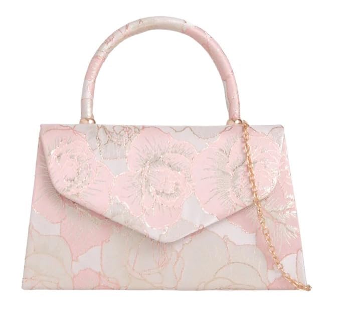 Sac de soirée brocart pour mariage : pochette satin vintage à fleurs chic pour cérémonie