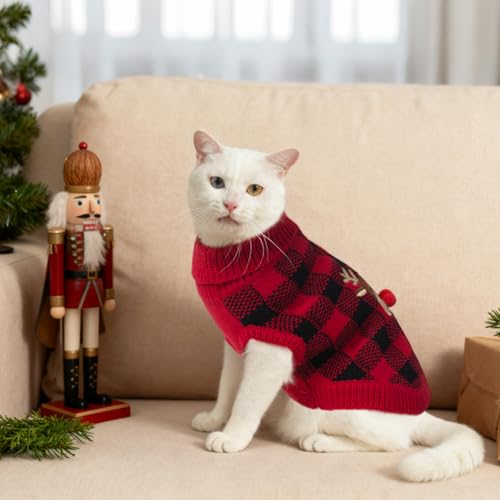 Suéter para gatos que evita el frío invernal con cuello alto y punto elástico 7