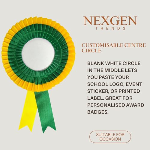 Image of NEXGEN Trends Double Line Satin Award Badge for School Sports Day, Annual Day & Prize Distribution | Premium Ribbon Badge with Safety Pin | Pack of 10