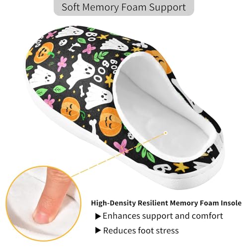 House Fuzzy Slippers Cute Halloween Pumpkin Ghost Anti-Slip Warm Shoes for Womens and Men A23044322
