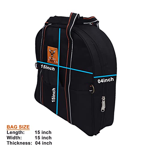 Image of BULL TOOLS EV Charging & Jumper Cable Storage Bag's, Organizer 6 Pocket Handmade Carry Bag - 15x15x4 Inch Waterproof Ballistic Polyester Oval Bag, Cords, Small Tools, For Motor Vehicles - Black