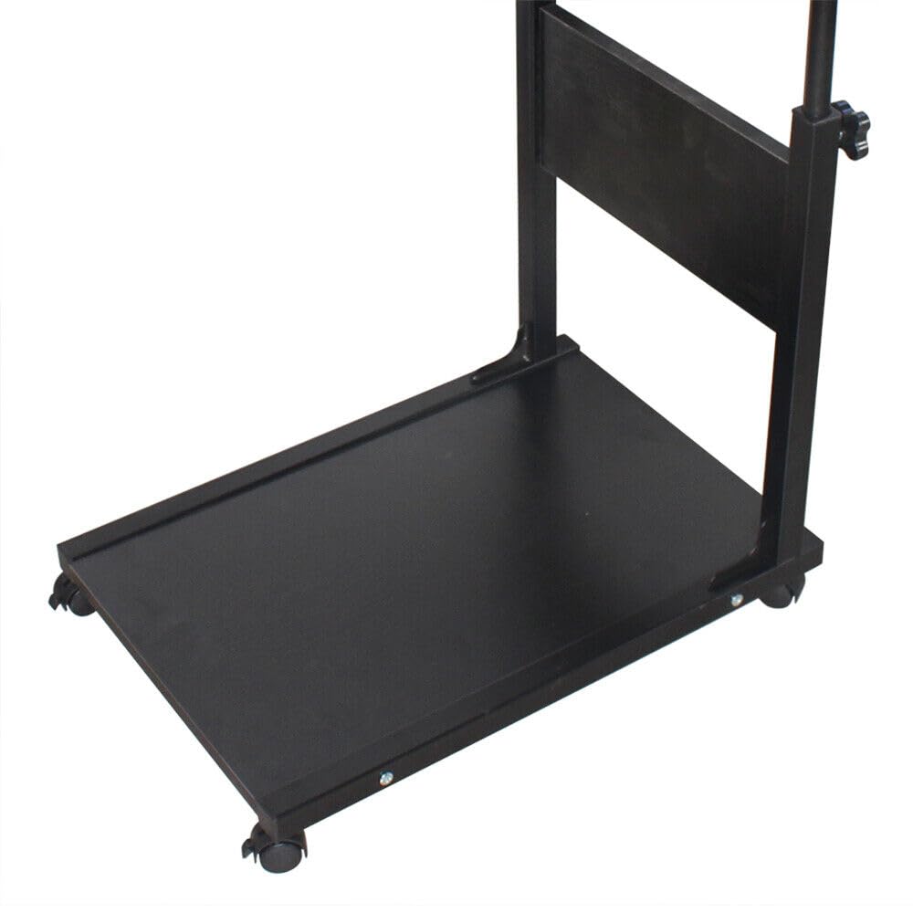 Tavolino da divano, da letto, in metallo e legno con ruote, 50 x 35 x 80 cm regolabile in altezza (55-80 cm) (nero)
