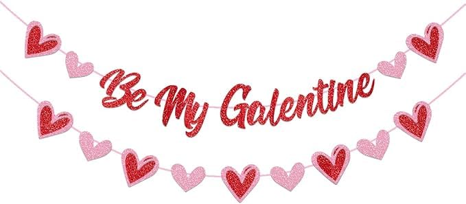 Be My Galentine Banner for Happy Galentine's Day Decorations,Galentine's Day banner with Heart for Girl Ladies Galentines Day Party Decor (MIX A)