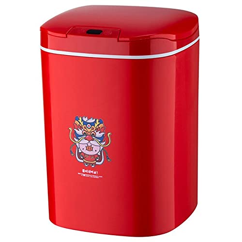 Official - Waste Bins - 14L Smart Inductive Trash Can for Kitchen Home Office Bedroom Bathroom,Touchless Sensor Trash Bin,Automatic Bucket Garbage (red - 14L)