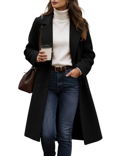 Image of Zeagoo Coats for Women Winter Wool Jackets Mid-Long Notch Lapel Peacoat