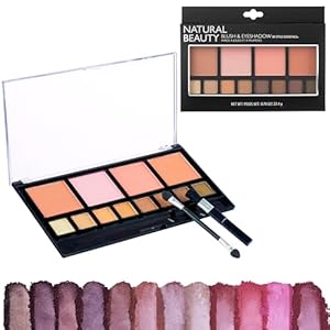 Women’s Cosmetics Natural Beauty Blush & Eyeshadow Palette – 12 Shades, Shimmer & Matte Finishes