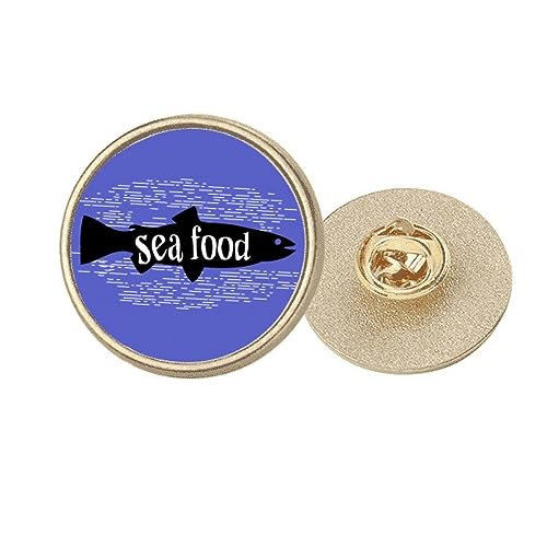 Broche ronde en métal doré et poisson noir taille M pour veste