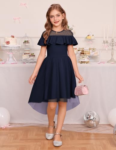 GRACE KARIN Girls Wedding Party Formal Dress Junior Bridemaid Dresses fo Teens Tulle High Low Dress Size 7-144