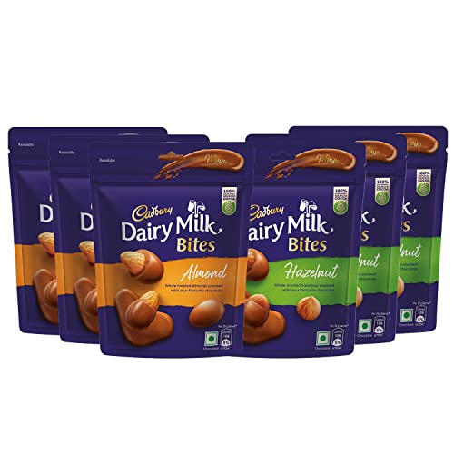 Image of Cadbury Dairy Milk Almond Bites 30 g (Pack of 3) + Cadbury Dairy Milk Hazelnut Bites 30 g (Pack of 3)