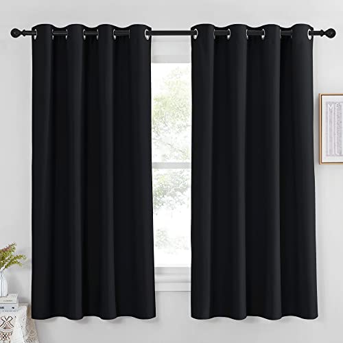 NICETOWN Black Out Curtains 63 inch Long - Grommet Thermal Insulated Modern Room Darkening Window Treatments Soundproof Drape for Bedroom/Nursery, W52 x L63, 1 Piece