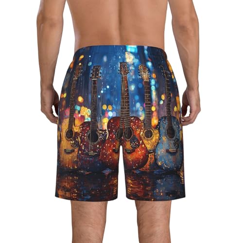 Men's Swim Trunks Quick Dry Beach Board Shorts Bathing Suits - Guitars Music3