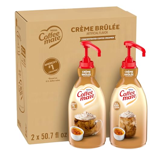 Image of Nestle Coffee mate Coffee Creamer, Creme Brulee, Liquid Concentrate Pump Bottle, Non Dairy, No Refrigeration, 50.7 fl oz (Pack of 2)