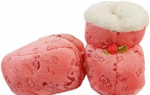 New Born Baby Booties Fancy Socks Cum Shoes with Fur Design for Winter and All Seasons Unisex Booties (Toe to Heel Length - 12 cm, Red) Pack of 1-picture-28