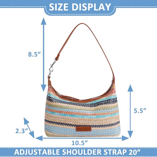 Bolso de playa de paja para mujer, bolso tote de gran capacidad para vacaciones, viaje y uso diario (estilo 538) miniatura 4