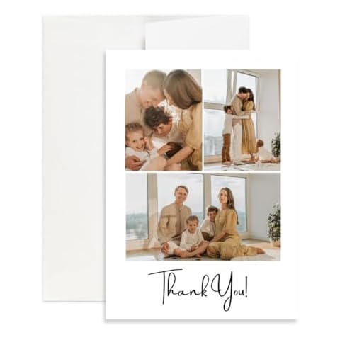 Simply Uncaged Christian Gifts Personalized 5’X7’ Thank You Card Custom Your Photo Image Upload Your Text with 3 Images (Single) Cover