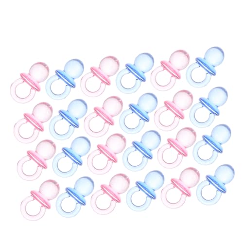 TOYANDONA 50 Piezas Chupetes Acrílicos Transparentes para Shower Unisex Decoración Duradera para Fiestas de Bautizo y Revelación de Género Accesorios para Mesa Rosa y Azul