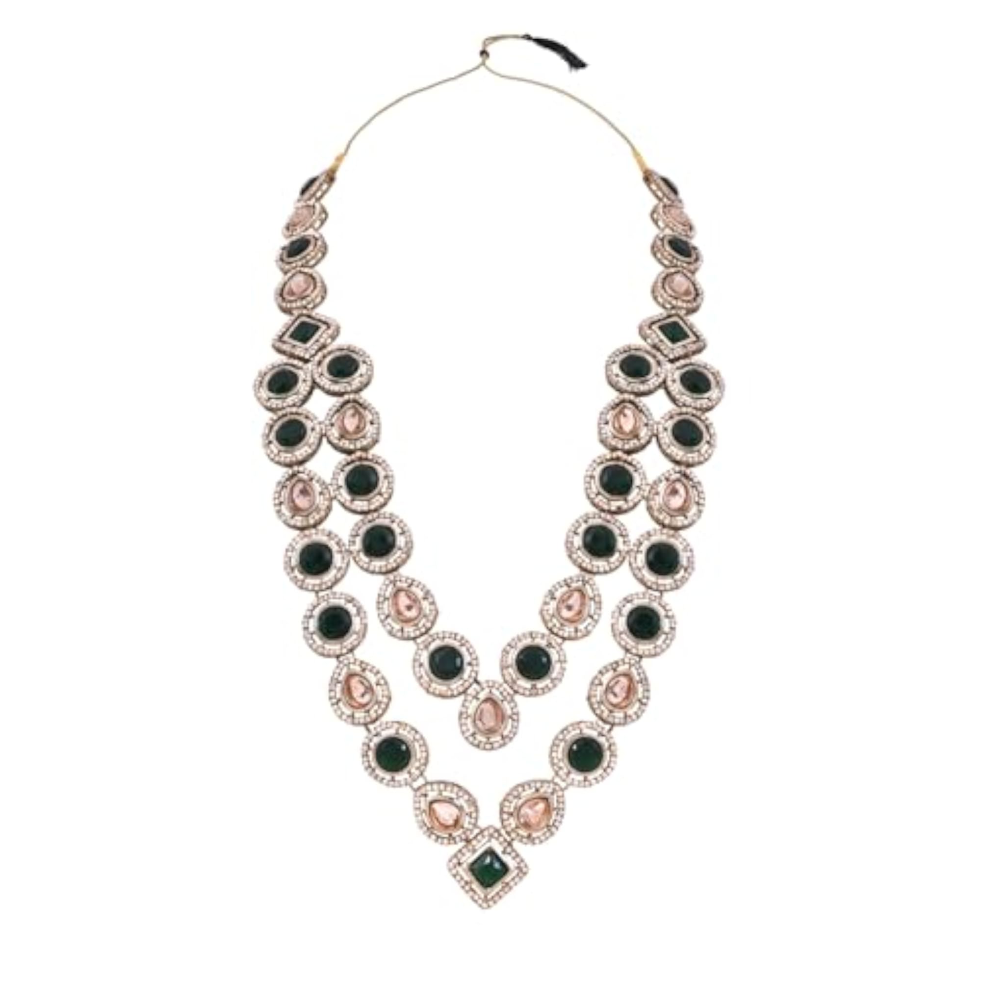 Men's Traditional Layered Green Stone Necklace, Groom's Accessory