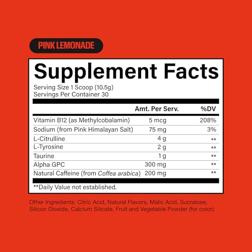 Image of RAW Essential Tingle-Free Pre Workout Powder - Preworkout Without Beta-Alanine for Clean Energy & Focus - Workout Supplement with 200mg of Natural Caffeine - Pink Lemonade - 30 Servings
