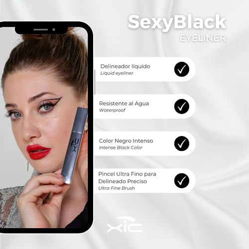 Delineador Líquido XiC Glam Negro Intenso Waterproof miniatura 4