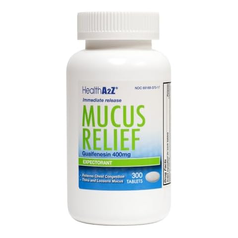 HealthA2Z® Mucus Relief | Guaifenesin 400mg | 300 Counts |No Benzene | Immediate Release | Expectorant Cover
