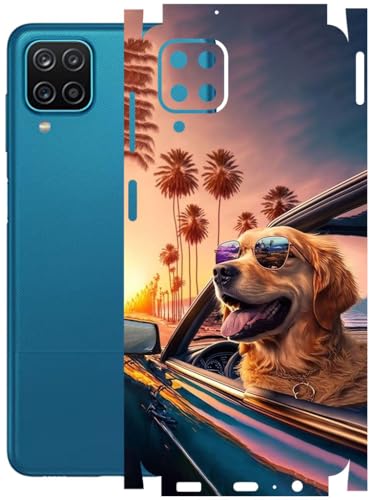 Image of AtOdds - Full Body Back Screen Guard Protector Film - Lamination Wrap Skin Sticker Compatible with Samsung Galaxy M12 | Scratchproof Matte Finish (Happy Doggo)