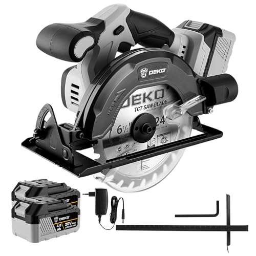 Akku-Kreissäge: DEKOPRO 20V Kreissäge, 4500 U/min, Sägeblatt Ø165mm (24T), maximale Schnitttiefe...