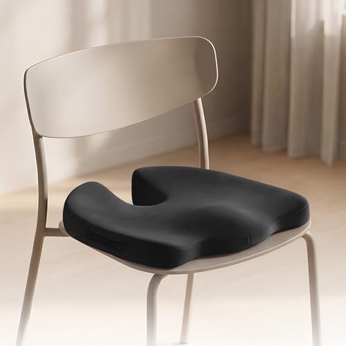 Image of Frido Slim Coccyx Seat Cushion | Orthopaedic Sitting Cushion for Tailbone & Sciatica Relief | Slim Office Chair Support for Long Sitting Hours, Driving & Daily Comfort | Anti-Slip Bottom | Black