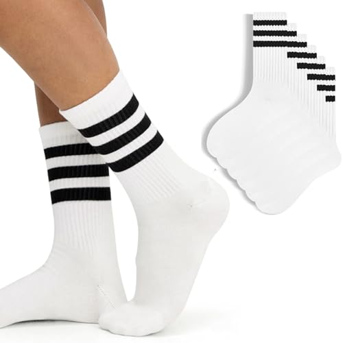 Image of 4 PAIRS Striped Crew Socks For Women Casual Cotton Novelty Retro Athltic Socks Unisex MultiColor