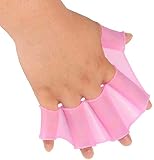ZGHYBD Weiches Silikon Schwimmen Halbe Finger Handflossen Webbed Handschuhe Schwimmen Trainingshandschuhe Wasserbeständigkeit Kinder Frauen Männer (S,PINK)