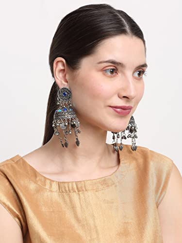 Celebrity Inspired Oxidised Silver Jhumki Earrings