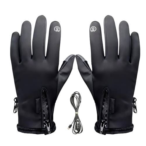 Guantes calefactables - Manopla calefactora de algodón | Guantes de nieve, enchufe USB para actividades al aire libre Caza Desplazamientos Camping Senderismo Esquí Ciclismo Snowboard Control de temper