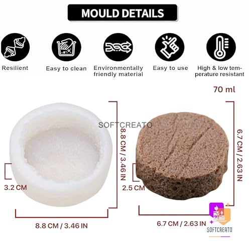 Image of Round Cake Base Candle Mould Silicone | 3D Sponge Cake Layer Mold | Dessert Style Candle Making Mould | DIY Wax, Soap, Resin Art Craft | Cylindrical Shape