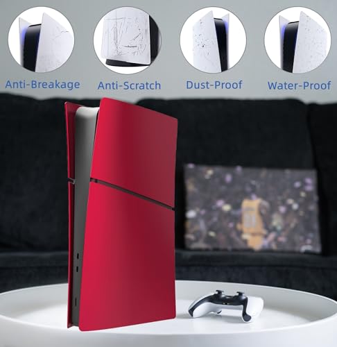 Image of Slim Digital Edition Cover Plates for New PS5 Slim Console, Shell Panels Compatible with New PlayStation 5 Slim Accessories Protective Replacement Faceplate (Volcanic Red)