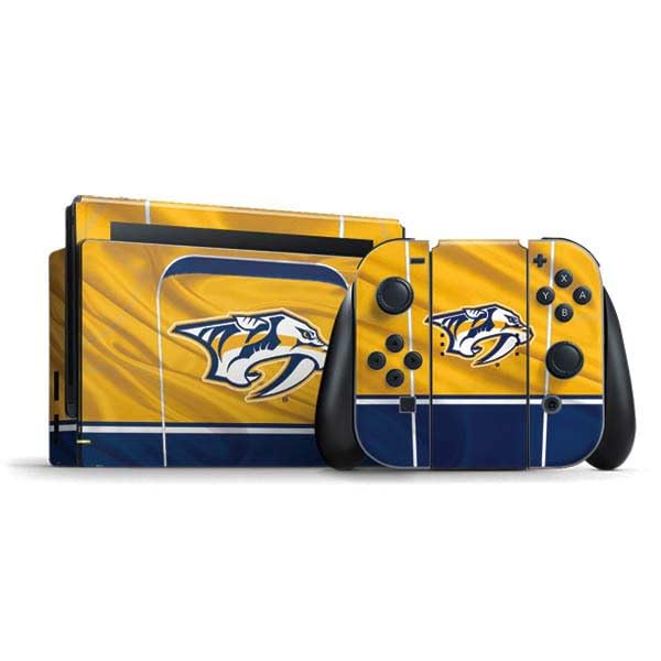Skinit Decal Gaming Skin Compatible with Nintendo Switch Bundle - Officially Licensed NHL Nashville Predators Jersey Design