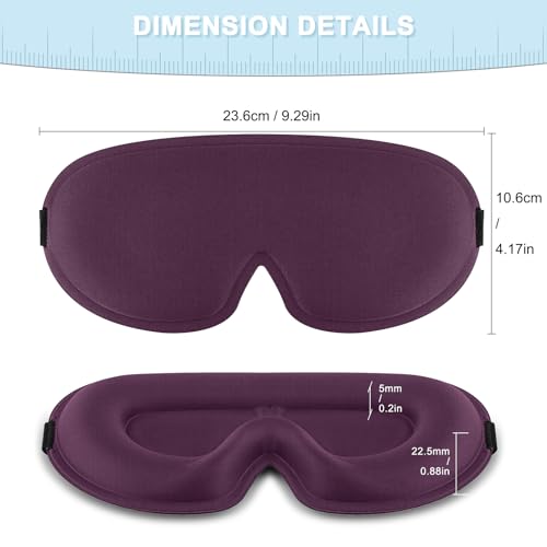 Image of Tobfit Blackout Sleep Mask for Women Men Zero Eye Pressure Eye Mask, Lycra Fabric 3D Ergonomic Design Eye Movement and Eyelash Friendly, Ultra Comfortable Blindfold for Sleeping Purple