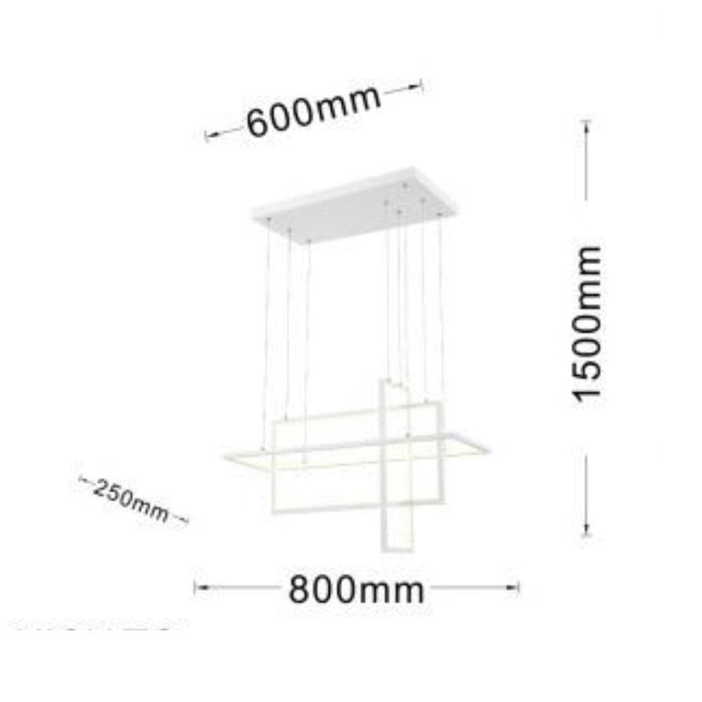 Vetrineinrete® Lampadario led sospensione geometrico 76 watt 3 rettangoli moderno lampada da soffitto 6080Lm luce bianca fredda 6500K calda 3000K naturale 4000k (Luce naturale 4000k)