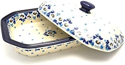 Polish Pottery Baker - Rectangular Covered - Large - White Poppy
