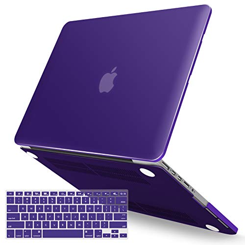 IBENZER MacBook Pro 15 Inch Case 2015 2014 2013 2012 A1398, Hard Shell Case with Keyboard Cover for Old Version Apple Mac Pro Retina 15, Ultra Purple, R15UAPU+1