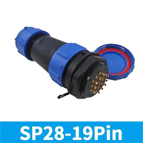 Conector SP28 IP68 de 19 pines con enchufe roscado recto y estanco 2