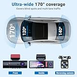 Fleau Tech 4K Dashcam for Car – 3-in-1 Front and Rear Camera – WiFi & GPS – 3.5” screen – G-sensor – Parking Mode – Loop Recording – 170° Wide Angle Lens - Image 3