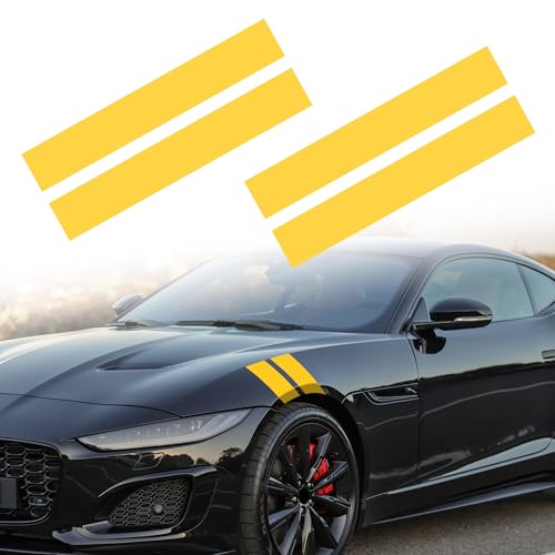 Image of TOMALL 2 Pair Racing Sport Stripe Vinyl Decals for Car Fender Hood Bumper Trunk Auto Stripe Graphic Stickers Decorations for Pickup Vehicle SUV Truck Off-Road (Yellow)