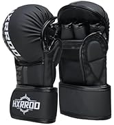 MMA Gloves Sparring Grappling, Kick Boxing Gloves, Hybrid Open Palm Martial Arts Mitts, Light Wei...