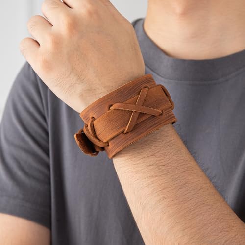 Pulsera trenzada de cuero genuino estilo vintage miniatura 3