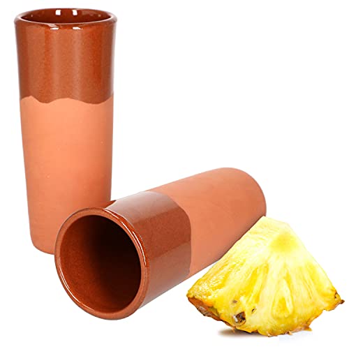 MamboCat set de 2 jarrones de barro I 250 ml I parcialmente esmaltado I 2 personas I mediterráneo I único hecho a mano I vasija de barro, vaso largo, jarrón I antiguo/vintage I