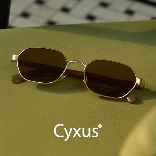 Cyxus Vintage Metal Sunglasses for Men and Women Retro Old Money Style UV Protection Classic Oval Frame Shades 12833
