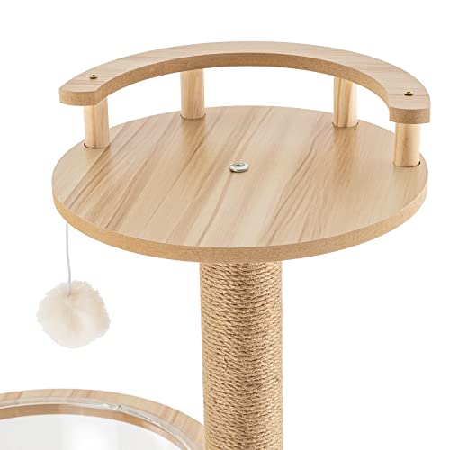 Árbol moderno para gatos color madera 52 pulgadas miniatura 7